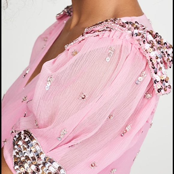 Loveshackfancy Delaney Dress Sequin Pink Midi - Picture 3 of 8